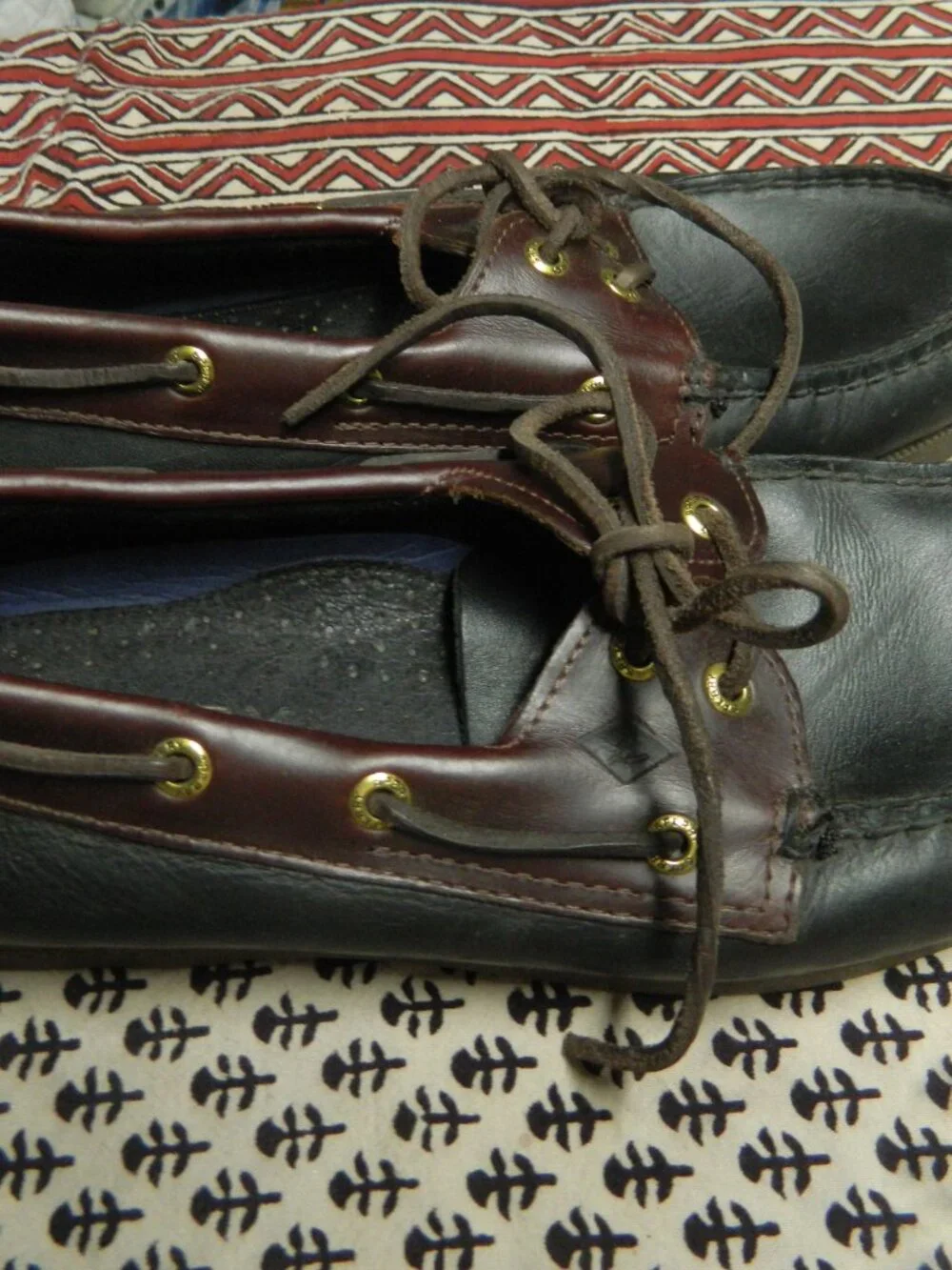 Sperry Top-Sider Men’s Boat Shoes US 10 M Leather Lace-Up Black with Brown